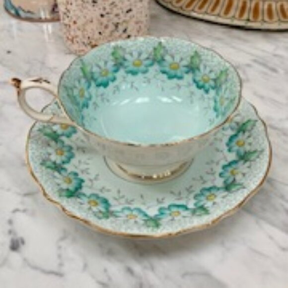Vintage Double Warrant Mark 1939-49 Paragon Teacup and Saucer Margot Light Blue - Picture 1 of 3